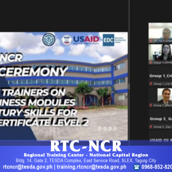 RTC-NCR conducts Training of Trainers on Work Readiness Modules on 21st Century Skills for National Certificate Level 2