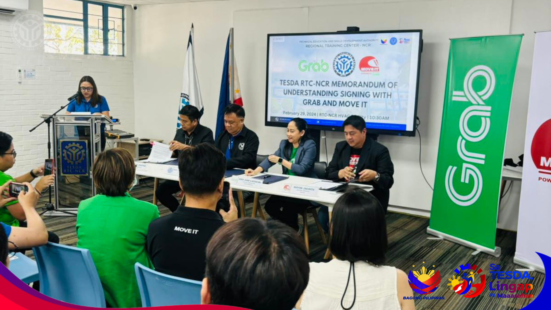 TESDA RTC-NCR  Memorandum of Understanding signing with Grab and Move took place last February 29, 2024 at RTC-NCR HVAC Facility
