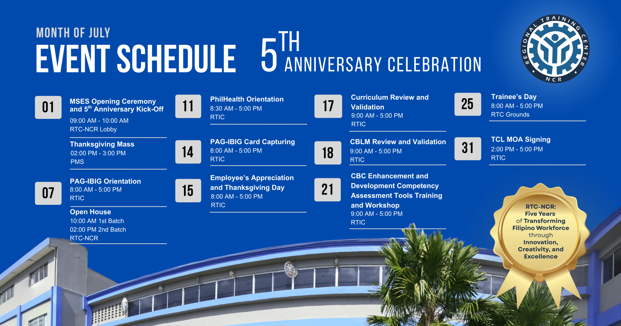 5th anniv schedule